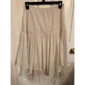 Cottagecore Dainty Retro Threads Multi Layer Crochet Sheer Material Mix Skirt L